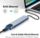 8in1 Hub USB - C To Type - C USB 3.0 4K HDMI RJ45 Ethernet SD TF OTG PD Port Adapter - RnR Galore