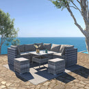 8PC Outdoor Dining Set Wicker Table &amp; Chairs - Grey - RnR Galore