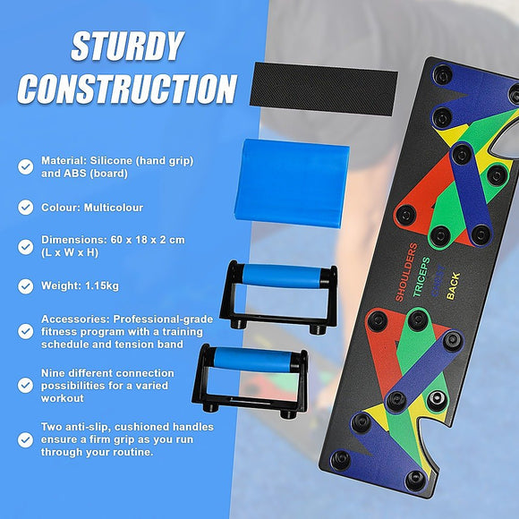 9 in 1 Push Up Board Yoga Bands Fitness Workout Train Gym Exercise Pushup Stand - RnR Galore