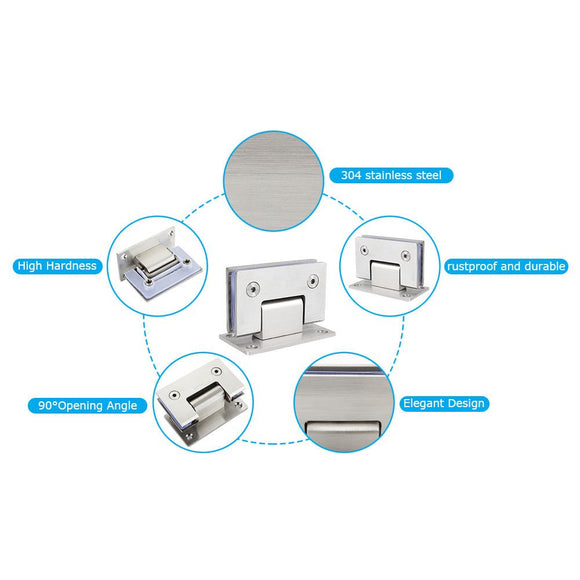 90 Degree Glass Door Cupboard Showcase Cabinet Clamp Glass Shower Doors Hinge 304 Steel - RnR Galore