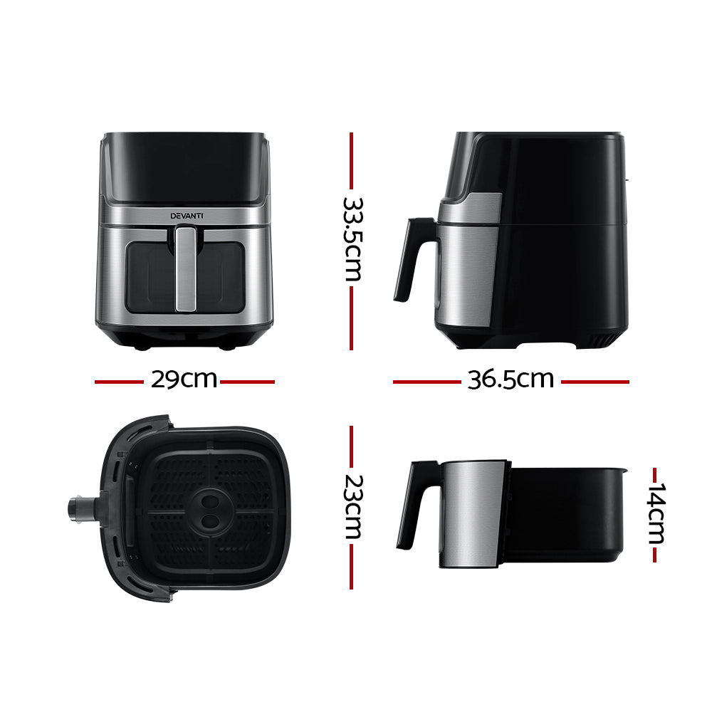 Devanti Air Fryer 6.5L LCD Fryers Clear Window - 0