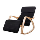 Artiss Rocking Armchair Footrest Nursing Black Afton-2