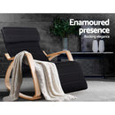 Artiss Rocking Armchair Footrest Nursing Black Afton-5