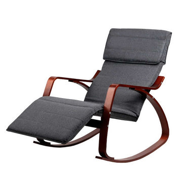 Artiss Rocking Armchair Footrest Nursing Charcoal Afton - 0