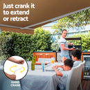 Instahut Retractable Folding Arm Awning Manual Sunshade 2.5Mx2M Beige-6