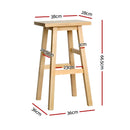 Artiss 4x Bar Stools Kitchen Chairs Wooden Nature-2