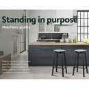 Artiss 2x Bar Stools Round Chairs Wooden Black-13