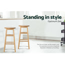 Artiss 2x Bar Stools Round Chairs Wooden Nature-11