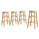 Artiss 4x Bar Stools Round Chairs Wooden Nature-1