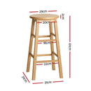 Artiss 4x Bar Stools Round Chairs Wooden Nature-2
