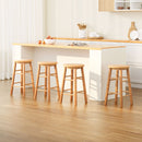 Artiss 4x Bar Stools Round Chairs Wooden Nature-7