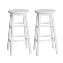 Artiss 2x Bar Stools Round Chairs Wooden White-1