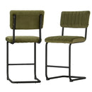 Artiss 2x Bar Stools Velvet Chairs Green-7