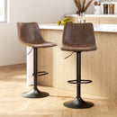 Artiss 2x Bar Stools Vintage Swivel Gas Lift Brown-1