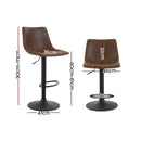 Artiss 2x Bar Stools Vintage Swivel Gas Lift Brown-4