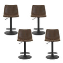 Artiss 4x Bar Stools Vintage Leather Swivel Gas Lift Brown-3