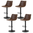 Artiss 4x Bar Stools Vintage Leather Swivel Gas Lift Brown-7
