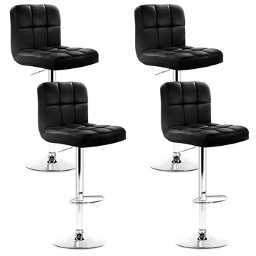 Artiss 4x Bar Stools Leather Gas Lift Black - 0