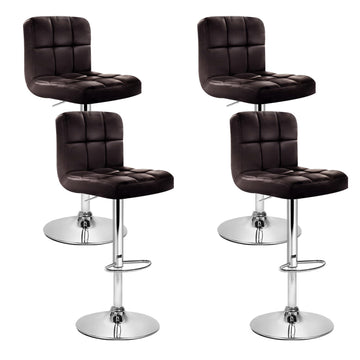 Artiss 4x Bar Stools Leather Gas Lift Brown - 0