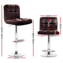 Artiss 4x Bar Stools Leather Gas Lift Brown-2