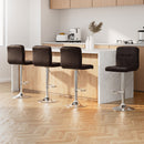 Artiss 4x Bar Stools Leather Gas Lift Brown-7
