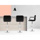 Artiss 4x Bar Stools Leather Gas Lift w/Armrest Black-10