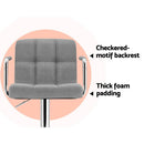 Artiss 2x Bar Stools Fabric Gas Lift w/Armrest Grey-11