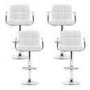 Artiss 4x Bar Stools Leather Gas Lift w/Armrest White-6
