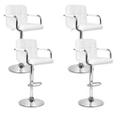 Artiss 4x Bar Stools Leather Gas Lift w/Armrest White-15