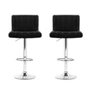 Artiss 2x Bar Stools Gas Lift Leather Chairs Black-5
