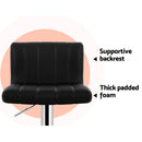 Artiss 2x Bar Stools Gas Lift Leather Chairs Black-7