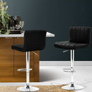 Artiss 2x Bar Stools Gas Lift Leather Chairs Black-14