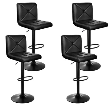 Artiss 4x Bar Stools Gas Lift Leather Chair Black - 0