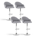 Artiss 4x Bar Stools Kitchen Swivel Gas Lift Counter Chair Shell Leather Grey-1