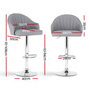 Artiss 4x Bar Stools Kitchen Swivel Gas Lift Counter Chair Shell Leather Grey-2