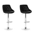 Artiss 2x Bar Stools Leather Padded Gas Lift Stool Black-1