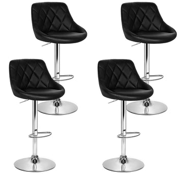 Artiss 4x Bar Stools Leather Padded Gas Lift Black - 0