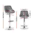 Artiss 4x Bar Stools Leather Padded Gas Lift Grey-2