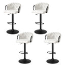 Artiss Bar Stool x4 Kitchen Dining Chair Counter Gaslift Woven Velvet Ivory-1
