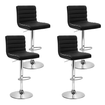 Artiss 4x Bar Stools Padded Leather Gas Lift Black - 0