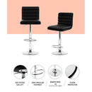 Artiss 4x Bar Stools Padded Leather Gas Lift Black-8