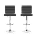 Artiss 2x Bar Stools Padded Leather Gas Lift Grey-5
