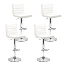 Artiss 4x Bar Stools Padded Leather Gas Lift White-1