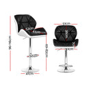 Artiss 2x Bar Stools Gas Lift Padded Leather Black & White-4