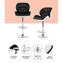 Artiss 2x Bar Stools Gas Lift Padded Leather Black & White-7