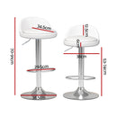 Artiss 2x Bar Stools PU Leather Gas Lift White-2