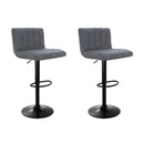 Artiss 2x Bar Stools Vintage Leather Gas Lift Grey-2