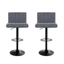 Artiss 2x Bar Stools Vintage Leather Gas Lift Grey-6