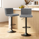 Artiss 2x Bar Stools Vintage Leather Gas Lift Grey-13