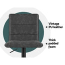 Artiss 2x Bar Stools Gas Lift Vintage Leather Grey-8